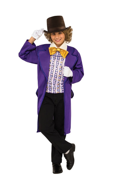 Willy Wonka Boys Purple Costume with Hat 1 rub-620933L MAD Fancy Dress