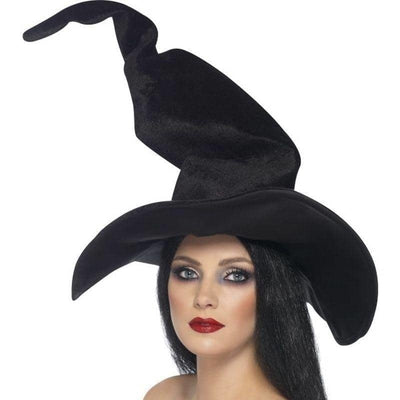 Witches Hat Tall Twisty Adult Black Velour_1 sm-24147