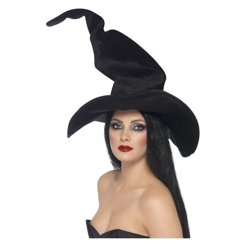 Witches Hat Tall Twisty Adult Black Velour_2 