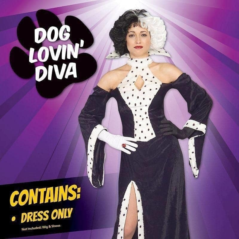 Womens Dog Lovin Diva Cruella Adult Costume Female Halloween_2 