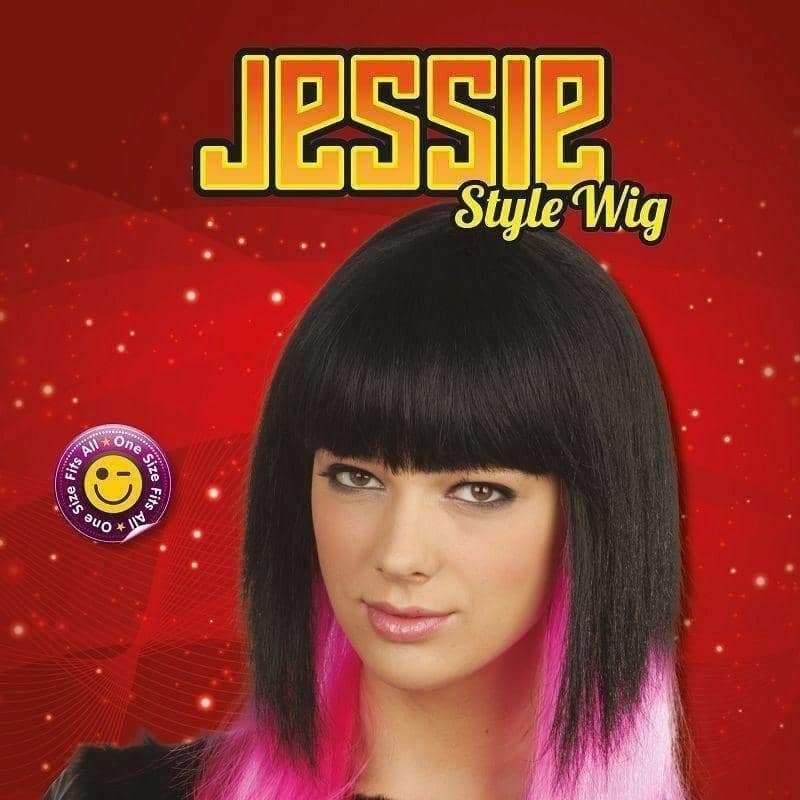 Womens Jessie Style Black Pink Wigs Female Halloween Costume_2 