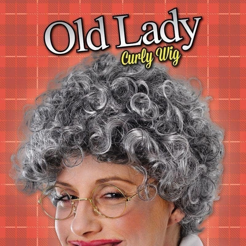 Womens Old Lady Curly Wigs Female Halloween Costume_2 