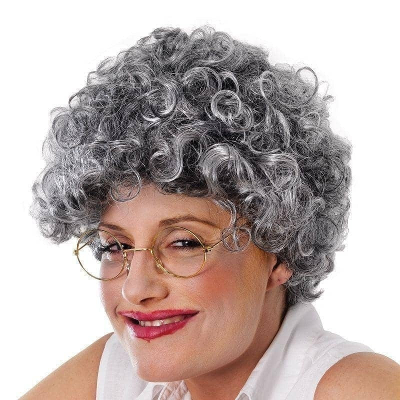 Womens Old Lady Curly Wigs Female Halloween Costume_1 BW781