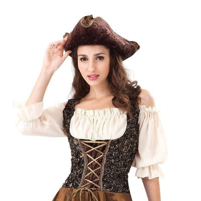 Womens Pirate Gold Rose Adult Costume Female Uk Size 10 14 Halloween_1 AC756