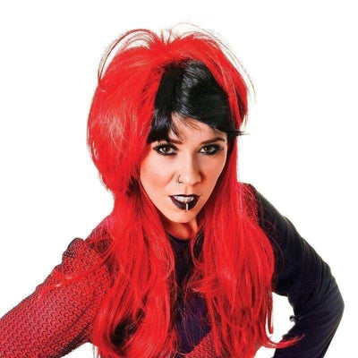 Womens Punk Wig Ladies Red Black Wigs Female Halloween Costume_1 BW792