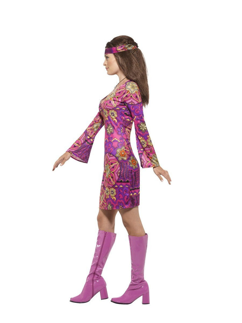 60s Hippie Chick Costume Adult Multi Coloured Dress