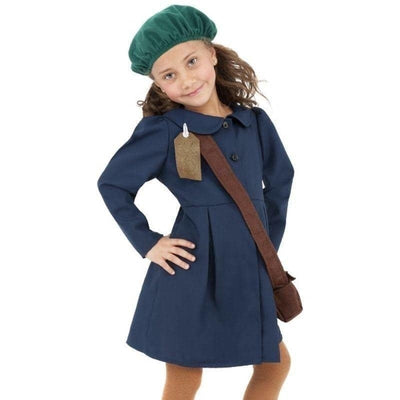 World War II Evacuee Girl Costume Kids Blue Green_1 sm-38651L