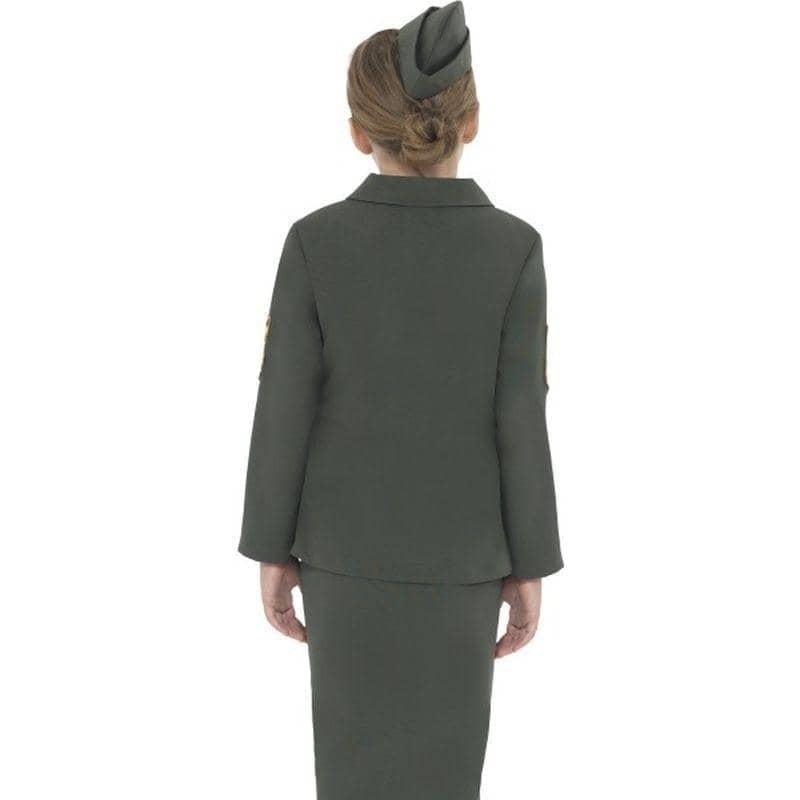 WW2 Army Girl Costume Kids Khaki Green_2 sm-41104M