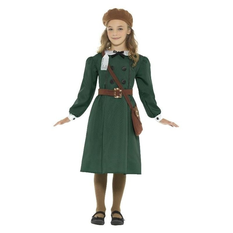 WW2 Evacuee Girl Costume Kids Green_1 sm-45011L