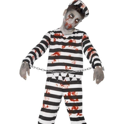 Zombie Convict Costume Kids White Black Striped_1 sm-44326L