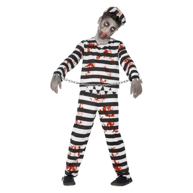 Zombie Convict Costume Kids White Black Striped_4 sm-44326T
