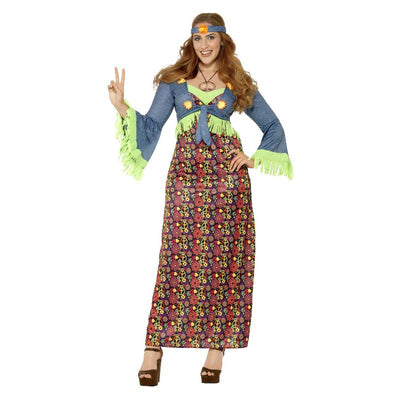 Curves Hippie Lady Costume Multi-Coloured Adult 1