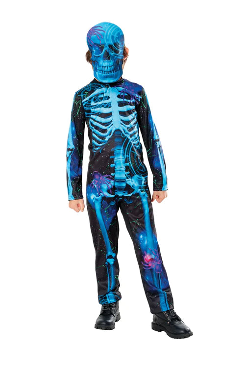 Boys Blue Skeleton Costume Neon