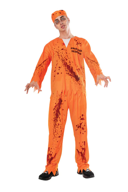 Bloody Convict Costume Mens Orange Prisoner