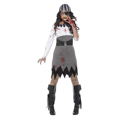 Zombie Pirate Lady Costume Grey Adult 1
