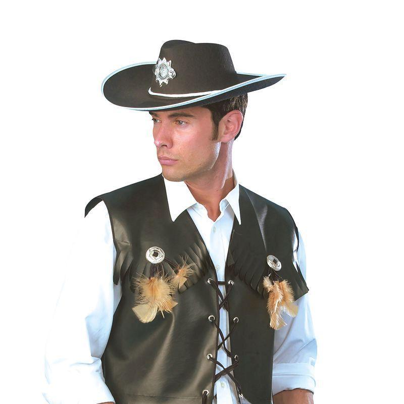 Mens Cowboy Waistcoat Black Ff 56 58 Adult Costume Male UK Chest Size 46" 48" Waist Size 38" 40" Bristol Novelty _1