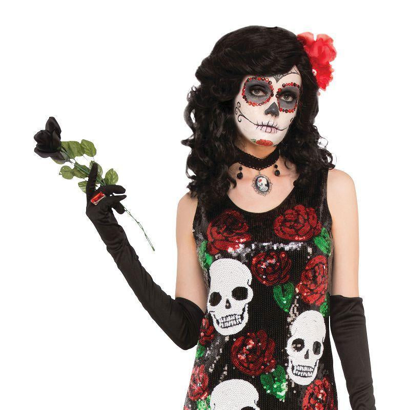 Skull + Roses Sequin Dress M L Adult Costumes UK Size 10 14 Bristol Novelty _1