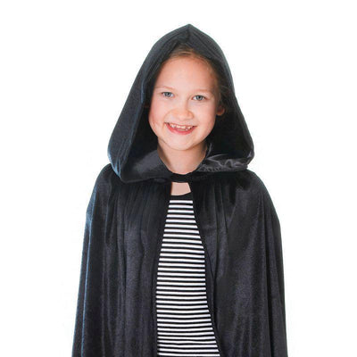 Velvet Black Hooded Cloak 88cm Childrens Costumes Unisex 88cm Bristol Novelty _1