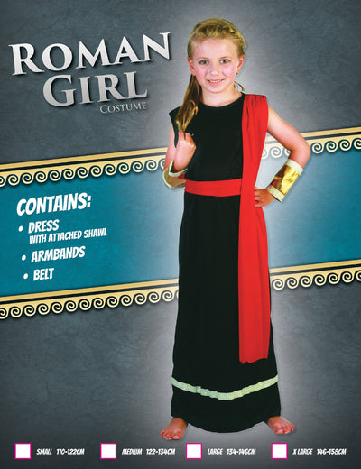 Roman Girl Black Xl Childrens Costumes Female To Fit Child Of Height 146cm 159cm Bristol Novelty _1