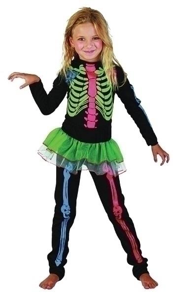 Skeleton Girl Multi Colour Medium Childrens Costumes Female M Bristol Novelty _1