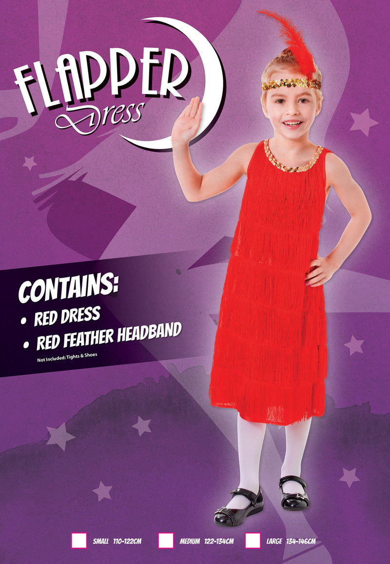 Flapper Dress Red M Childrens Costumes Female To Fit Child Of Height 122cm 134cm Bristol Novelty _1