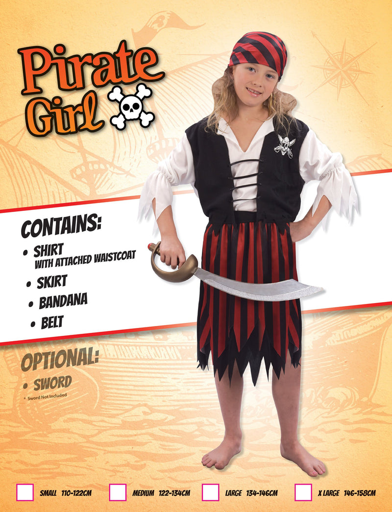 Pirate Girl Xl Childrens Costumes Female To Fit Child Of Height 146cm 159cm Bristol Novelty _1