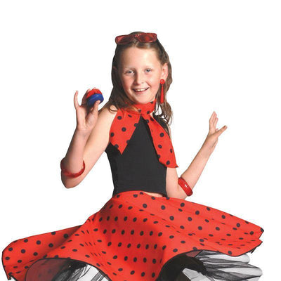 Girls Rock N Roll Skirt Red Childrens Costumes Female One Size Bristol Novelty _1