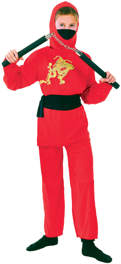 Ninja Red Large Childrens Costumes Female Large 9 12 Years Bristol Novelty _1