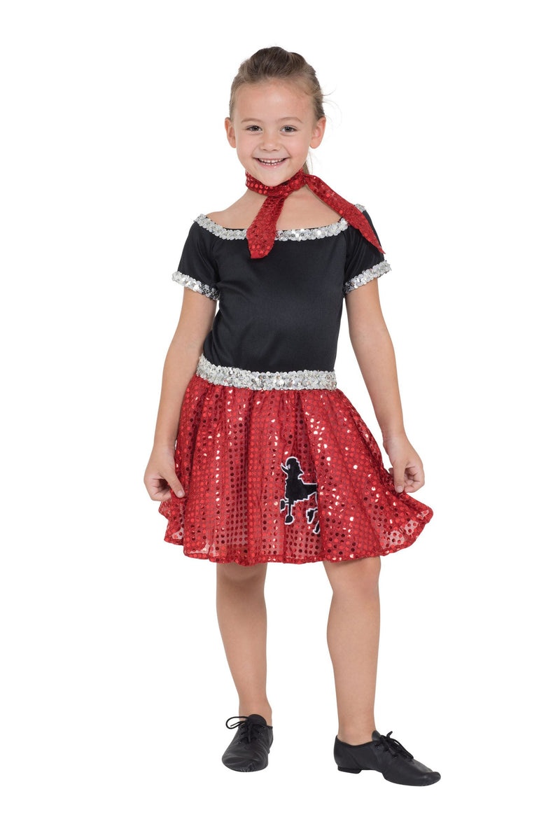Rock and Roll Sequin Dress Red Poodle Girl 1950s Costume