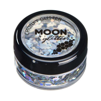 Moon Glitter Holographic Chunky Glitter Silver Smiffys _1