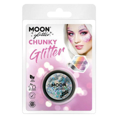 Moon Glitter Holographic Chunky Glitter Silver Smiffys _1