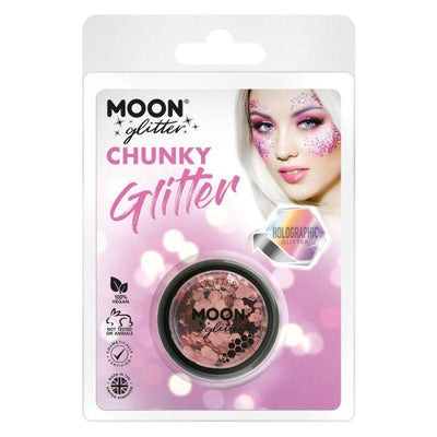 Moon Glitter Holographic Chunky Glitter Rose Gold Smiffys _1