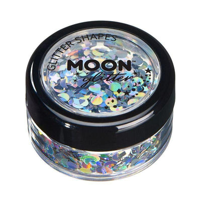 Moon Glitter Holographic Glitter Shapes Silver Smiffys _1