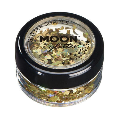 Moon Glitter Holographic Glitter Shapes Gold Smiffys _1