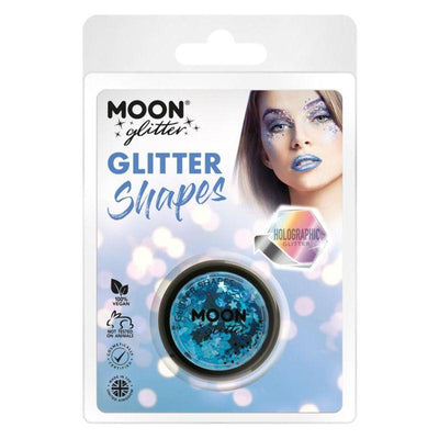 Moon Glitter Holographic Glitter Shapes Blue Smiffys _1