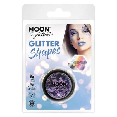 Moon Glitter Holographic Glitter Shapes Purple Smiffys _1