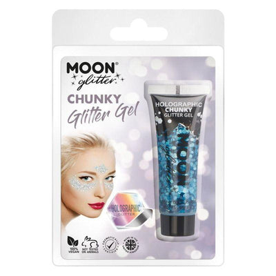 Moon Glitter Holographic Chunky Glitter Gel Blu Smiffys _1