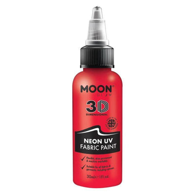 Moon Glow Neon UV Intense Fabric Paint Red Smiffys _1