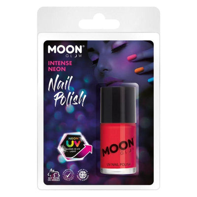 Moon Glow Intense Neon UV Nail Polish Neon Red Smiffys _1