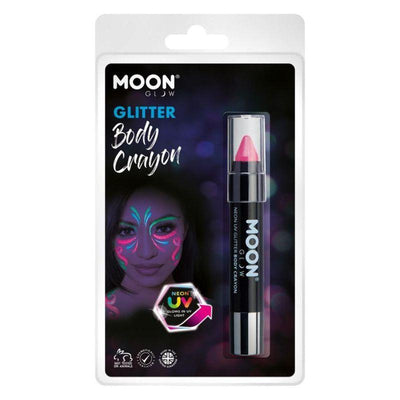 Moon Glow Neon UV Glitter Body Crayons Pink Smiffys _1