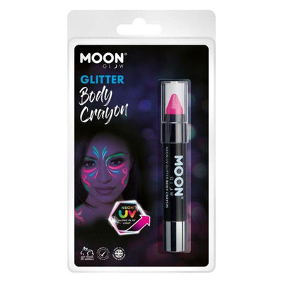Moon Glow Neon UV Glitter Body Crayons Magenta Smiffys _1