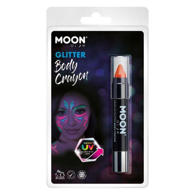 Moon Glow Neon UV Glitter Body Crayons Orange Smiffys _1