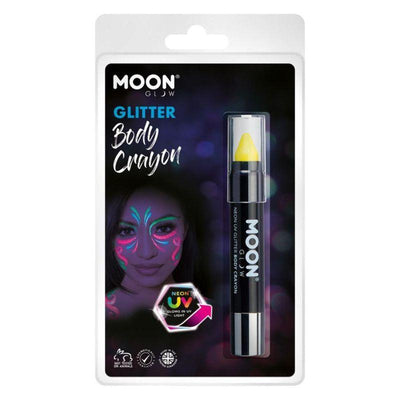 Moon Glow Neon UV Glitter Body Crayons Yellow Smiffys _1