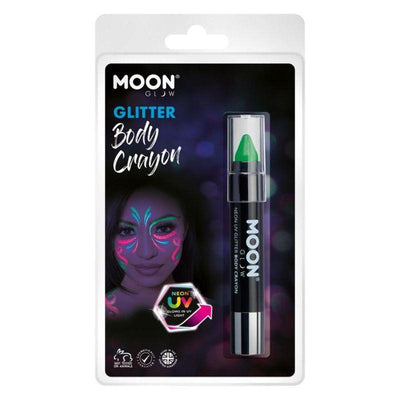 Moon Glow Neon UV Glitter Body Crayons Green Smiffys _1