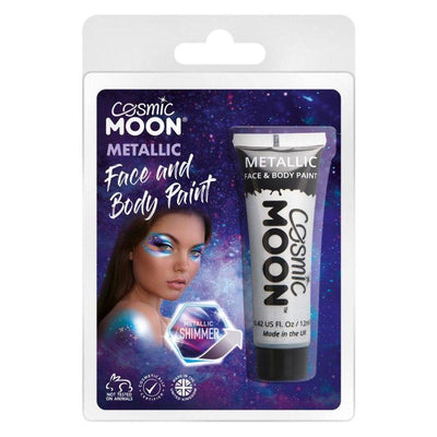 Cosmic Moon Metallic Face & Body Paint Silver Smiffys _1